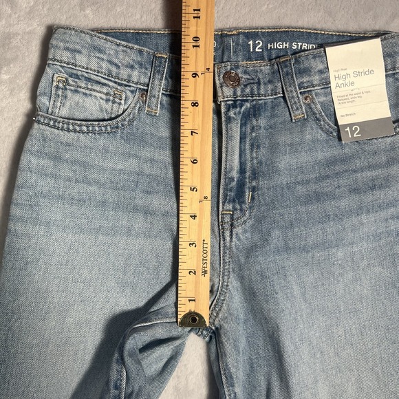 NWT GAP Kids High Stride Ankle Girls 12 Wide Leg Jeans Blue Denim Relaxed Cotton - Picture 9 of 11